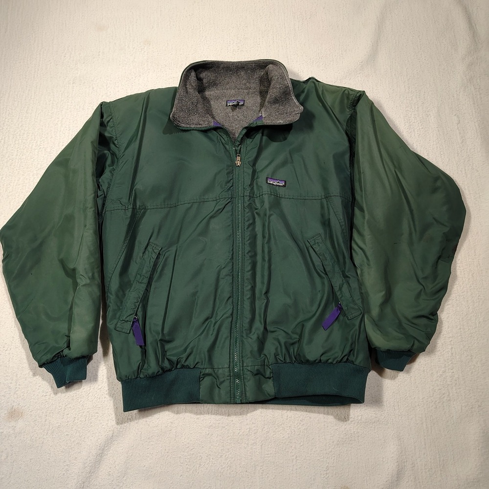 VINTAGE Patagonia Shelled Synchilla Jacket Mens XL Green Nylon Fleece USA Made